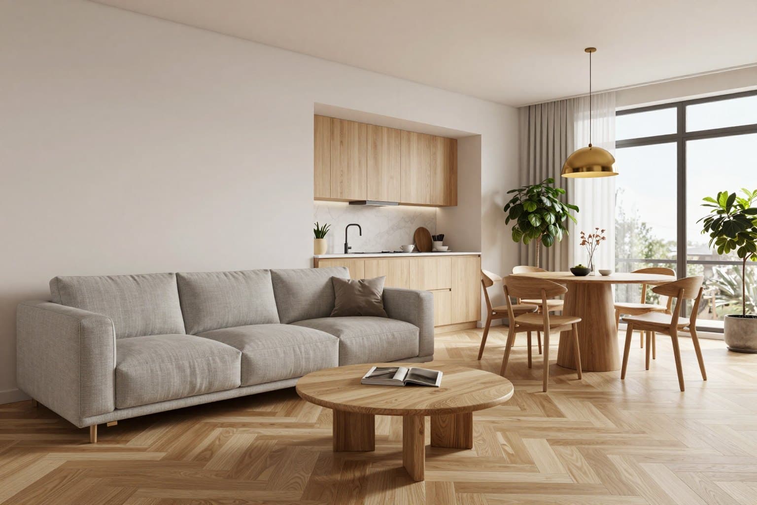 Salon, wersja 1, szara sofa